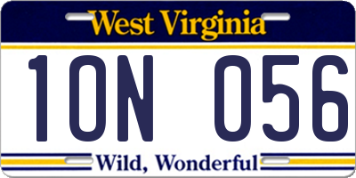 WV license plate 1ON056