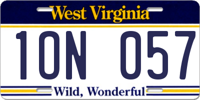 WV license plate 1ON057