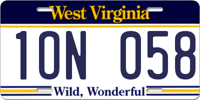 WV license plate 1ON058