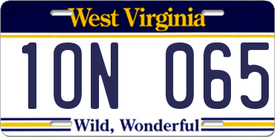 WV license plate 1ON065