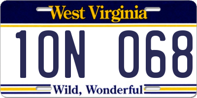 WV license plate 1ON068