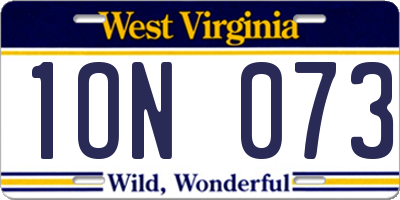 WV license plate 1ON073