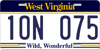 WV license plate 1ON075