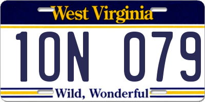 WV license plate 1ON079