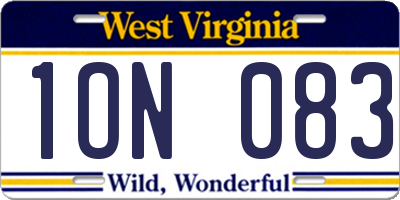 WV license plate 1ON083