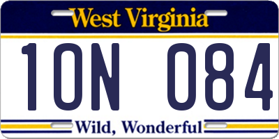 WV license plate 1ON084