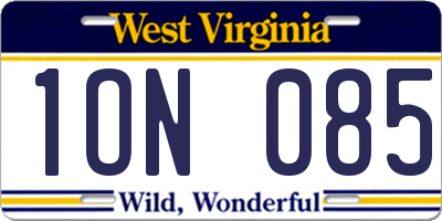 WV license plate 1ON085