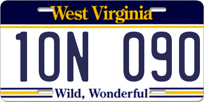 WV license plate 1ON090