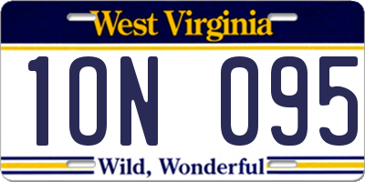 WV license plate 1ON095