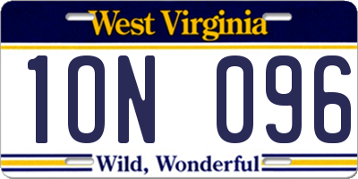WV license plate 1ON096