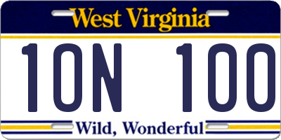 WV license plate 1ON100