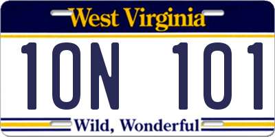WV license plate 1ON101