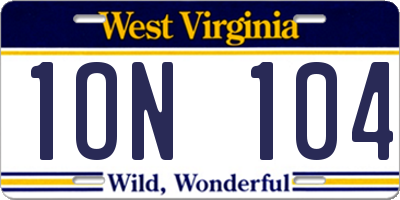 WV license plate 1ON104