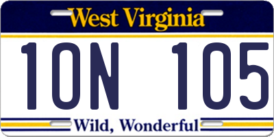 WV license plate 1ON105