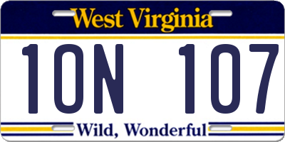 WV license plate 1ON107
