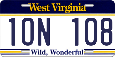 WV license plate 1ON108