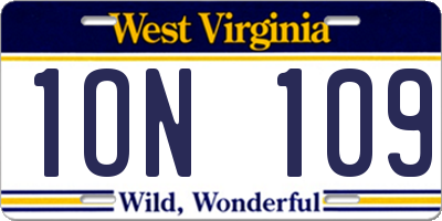 WV license plate 1ON109