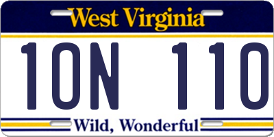 WV license plate 1ON110