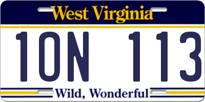 WV license plate 1ON113