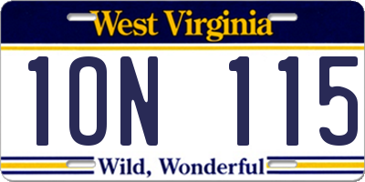 WV license plate 1ON115