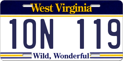 WV license plate 1ON119
