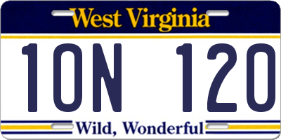 WV license plate 1ON120