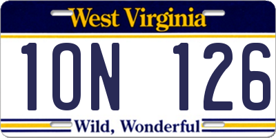 WV license plate 1ON126