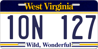 WV license plate 1ON127