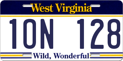 WV license plate 1ON128