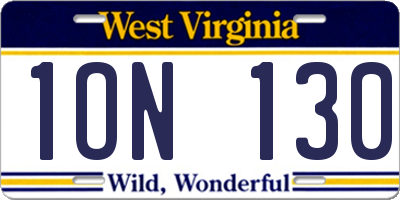 WV license plate 1ON130