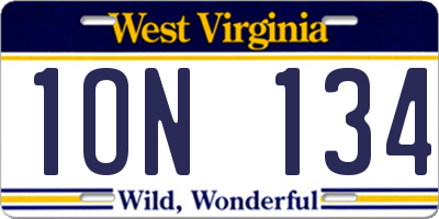 WV license plate 1ON134