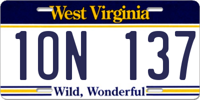 WV license plate 1ON137