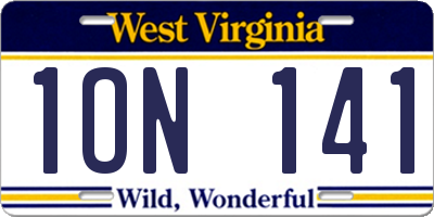 WV license plate 1ON141