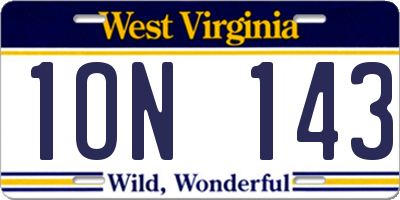 WV license plate 1ON143