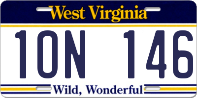 WV license plate 1ON146