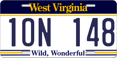 WV license plate 1ON148