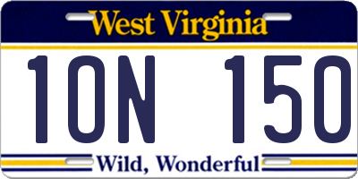 WV license plate 1ON150