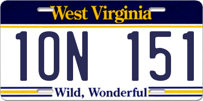 WV license plate 1ON151