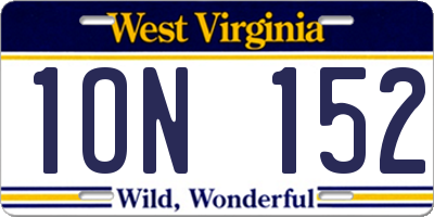 WV license plate 1ON152