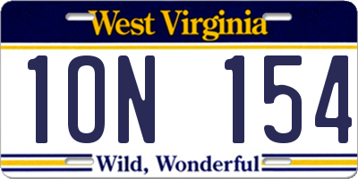 WV license plate 1ON154