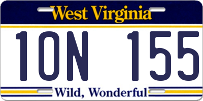 WV license plate 1ON155
