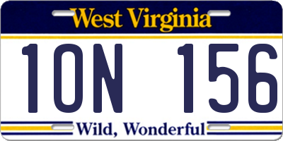 WV license plate 1ON156