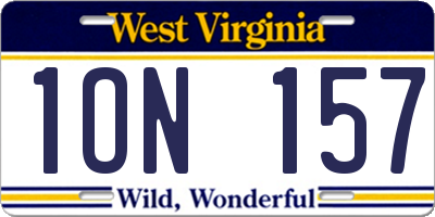 WV license plate 1ON157