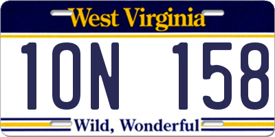 WV license plate 1ON158