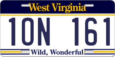 WV license plate 1ON161