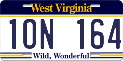WV license plate 1ON164
