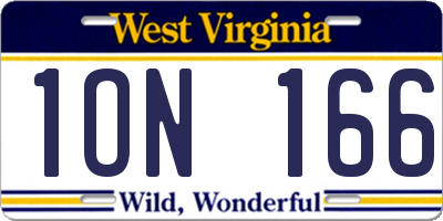 WV license plate 1ON166