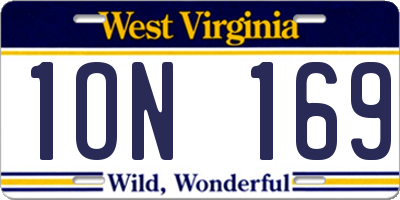 WV license plate 1ON169