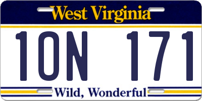 WV license plate 1ON171