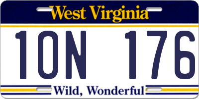 WV license plate 1ON176
